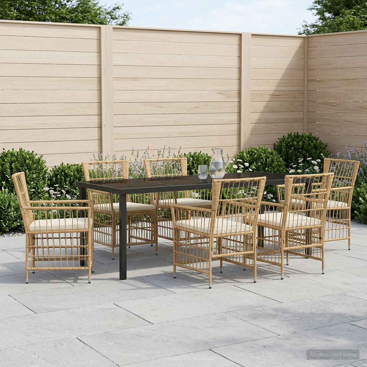 vidaXL Buiten eettafelset 3 st Zwart poly rattan