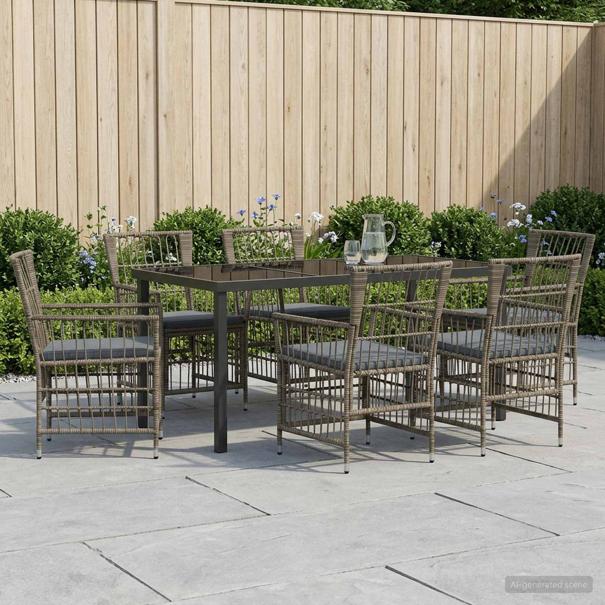 vidaXL Buiten eettafelset 3 st Zwart poly rattan