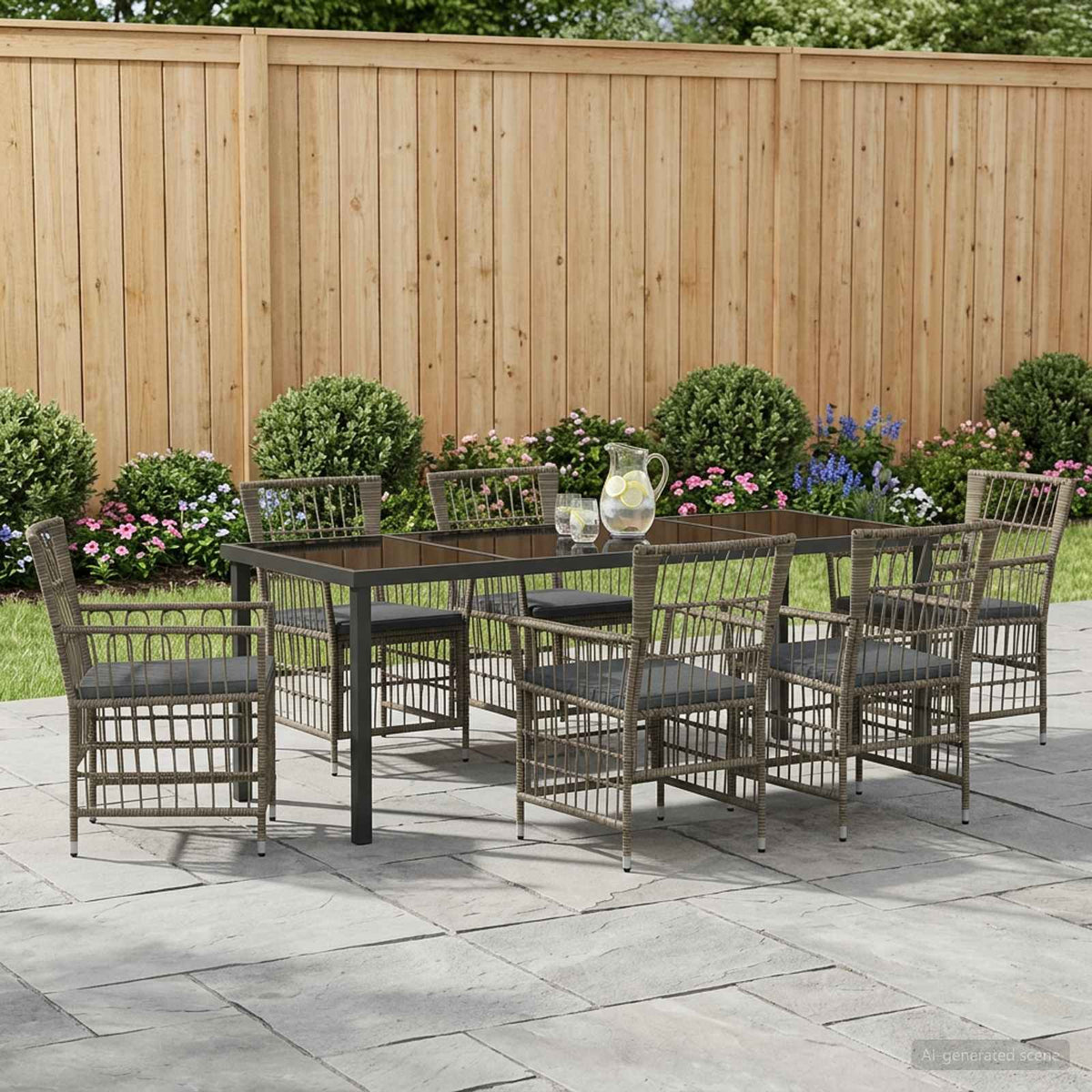 vidaXL Buiten eettafelset 3 st Zwart poly rattan