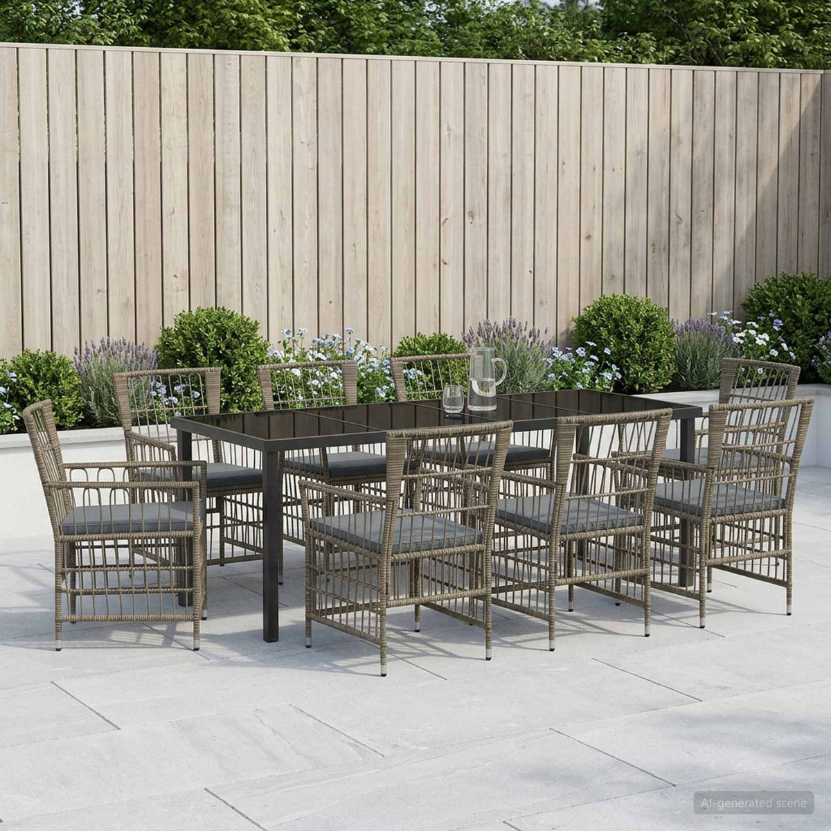 vidaXL Buiten eettafelset 3 st Zwart poly rattan