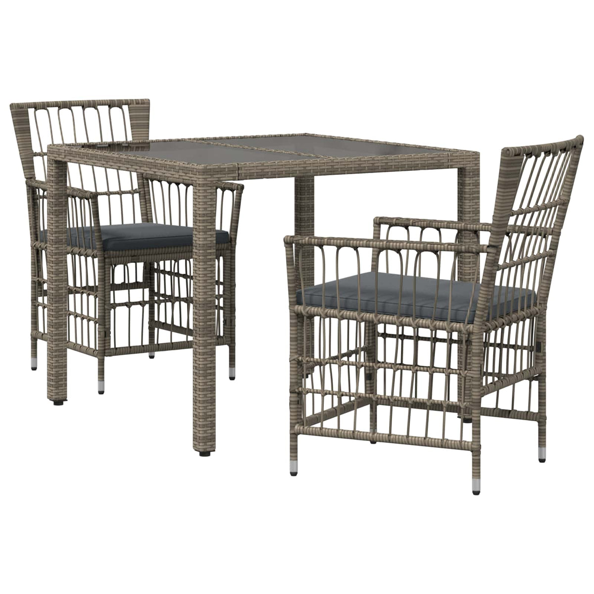 vidaXL Buiten eettafelset 3 st Zwart poly rattan