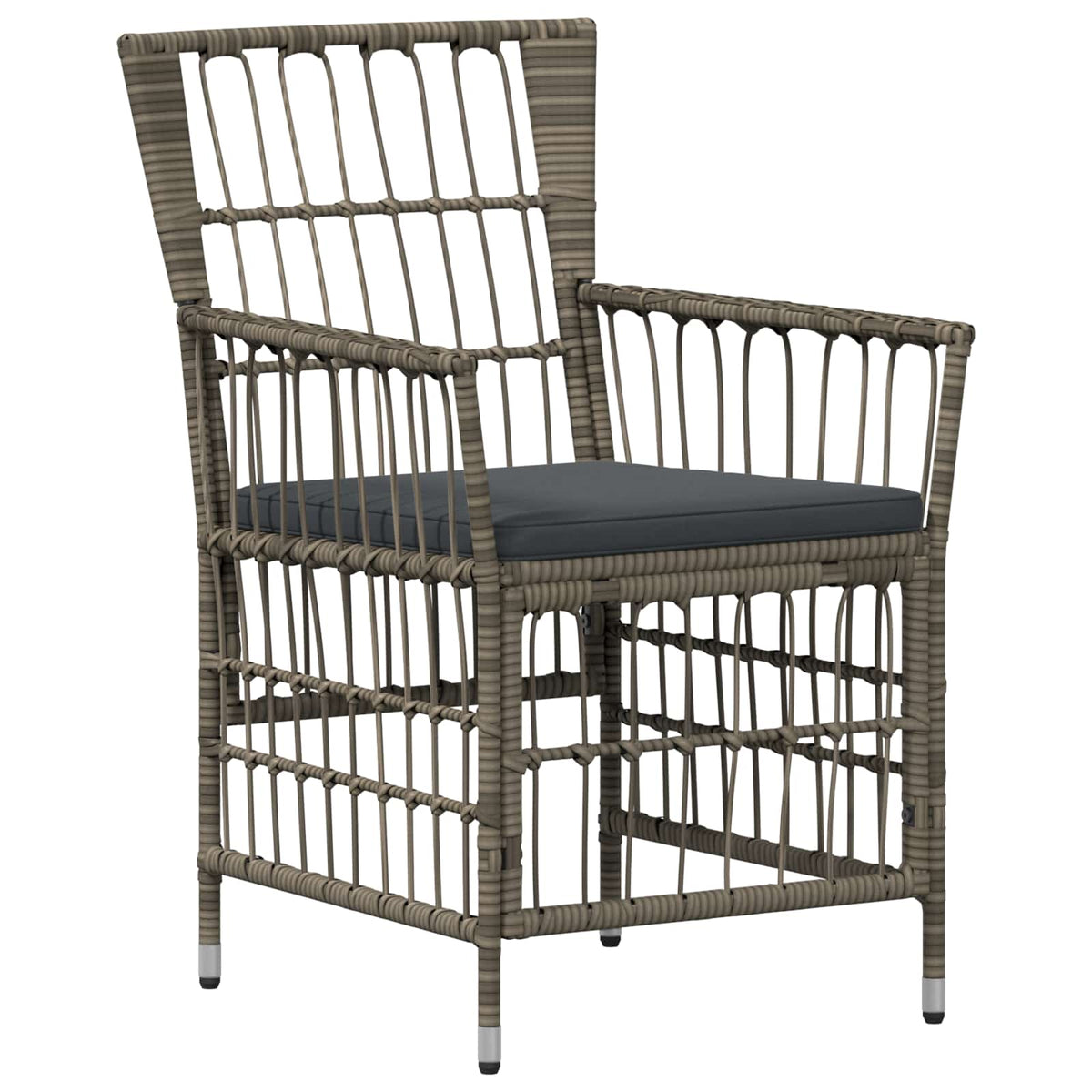 vidaXL Buiten eettafelset 3 st Zwart poly rattan