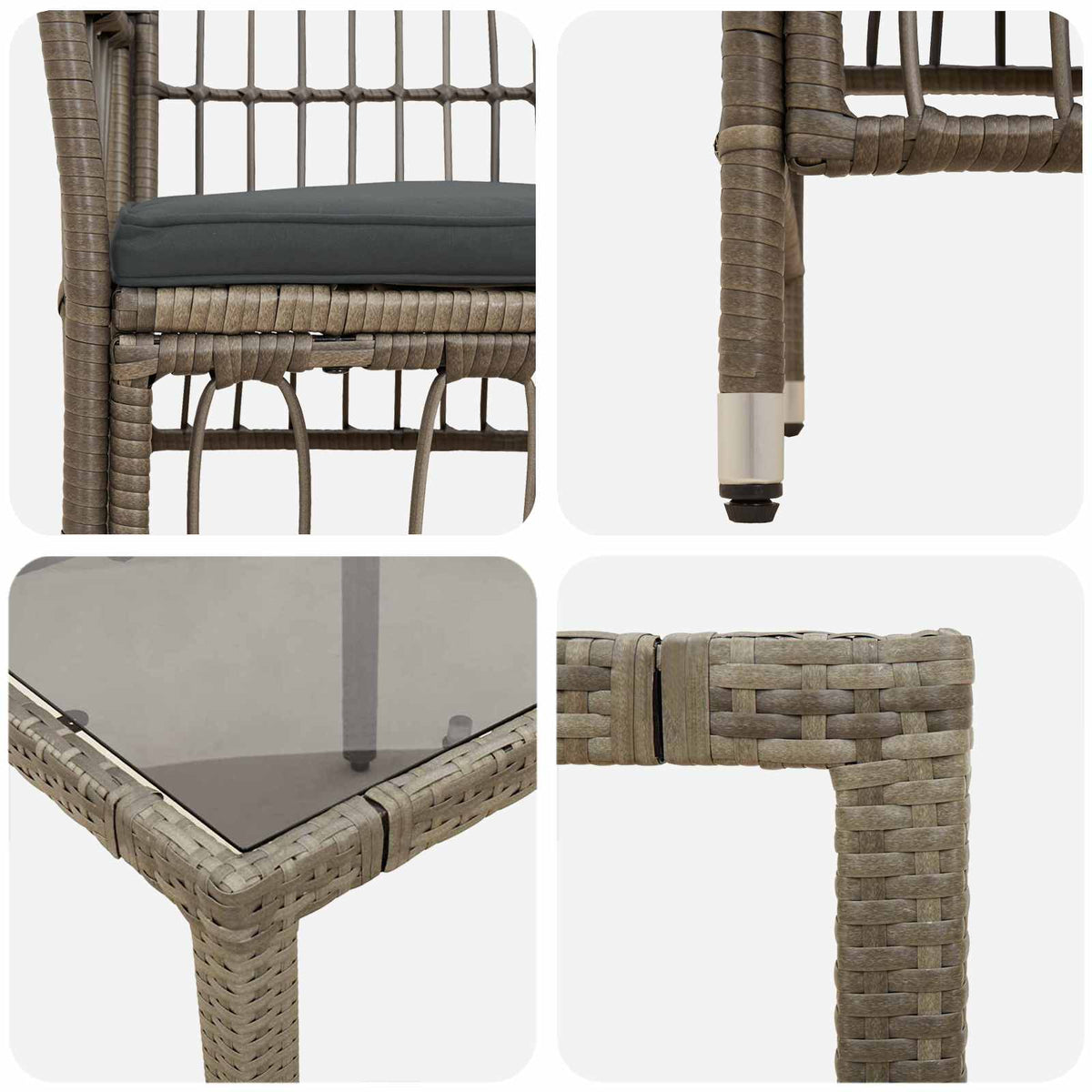 vidaXL Buiten eettafelset 3 st Zwart poly rattan