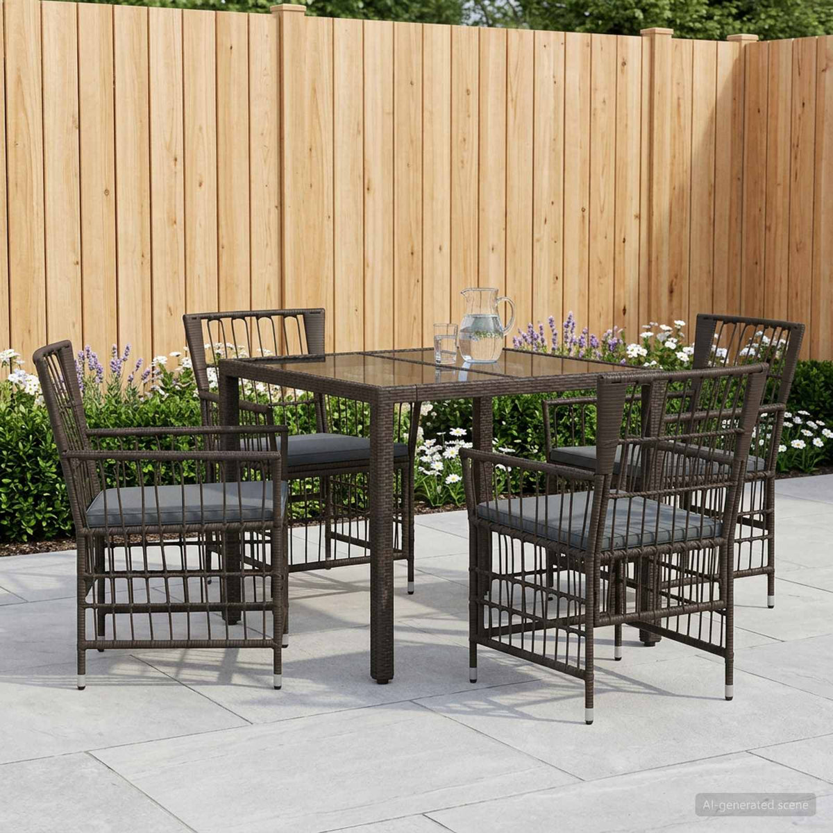 vidaXL Buiten eettafelset 3 st Zwart poly rattan