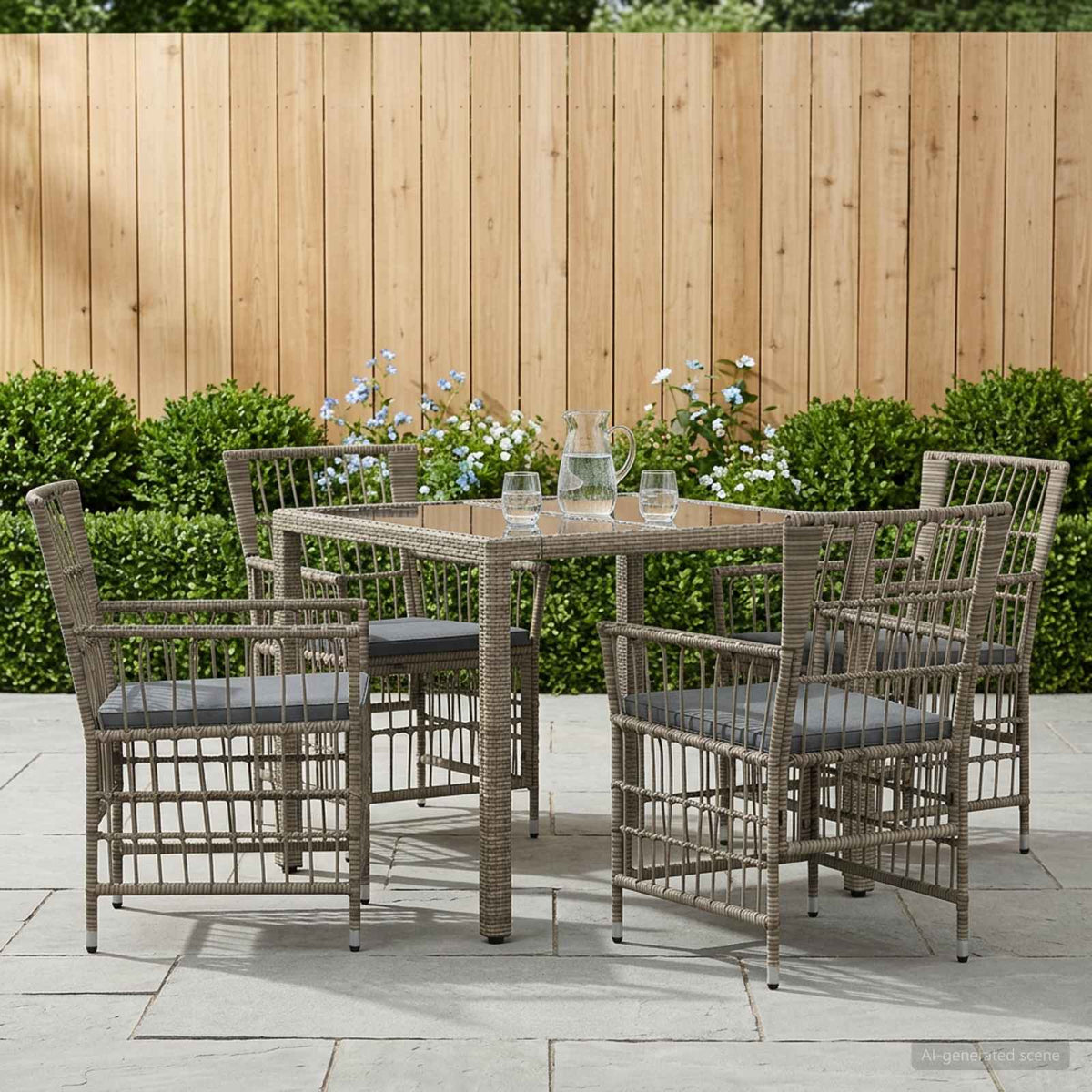 vidaXL Buiten eettafelset 3 st Zwart poly rattan