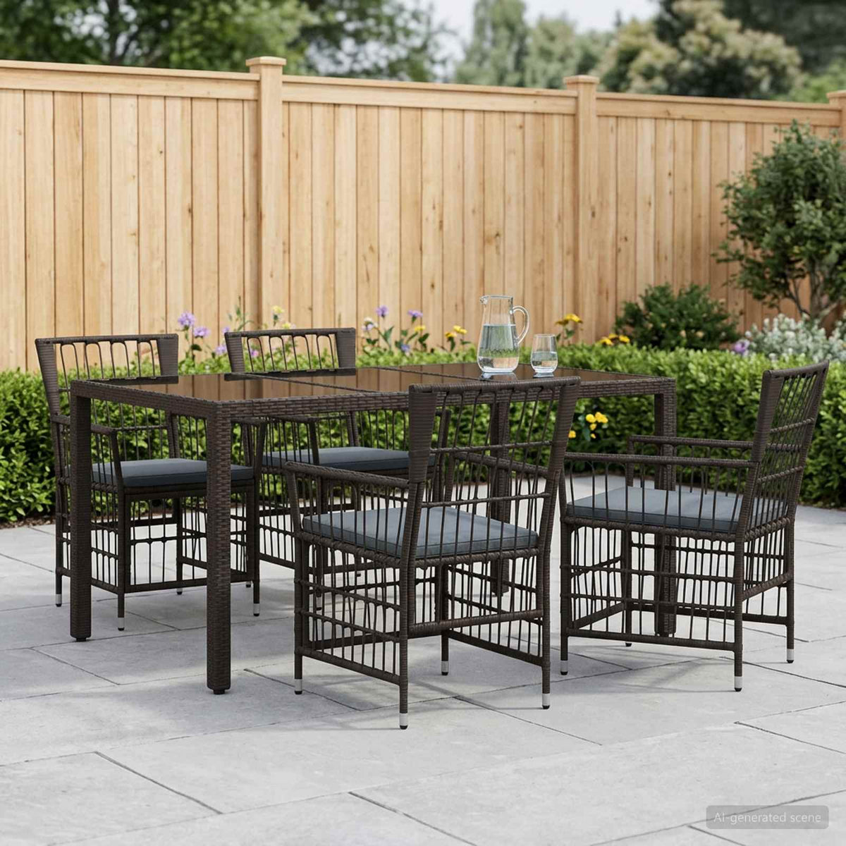 vidaXL Buiten eettafelset 3 st Zwart poly rattan