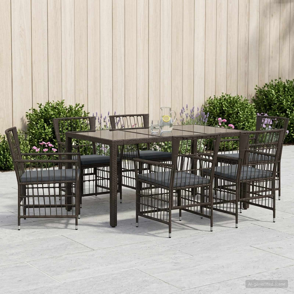 vidaXL Buiten eettafelset 3 st Zwart poly rattan