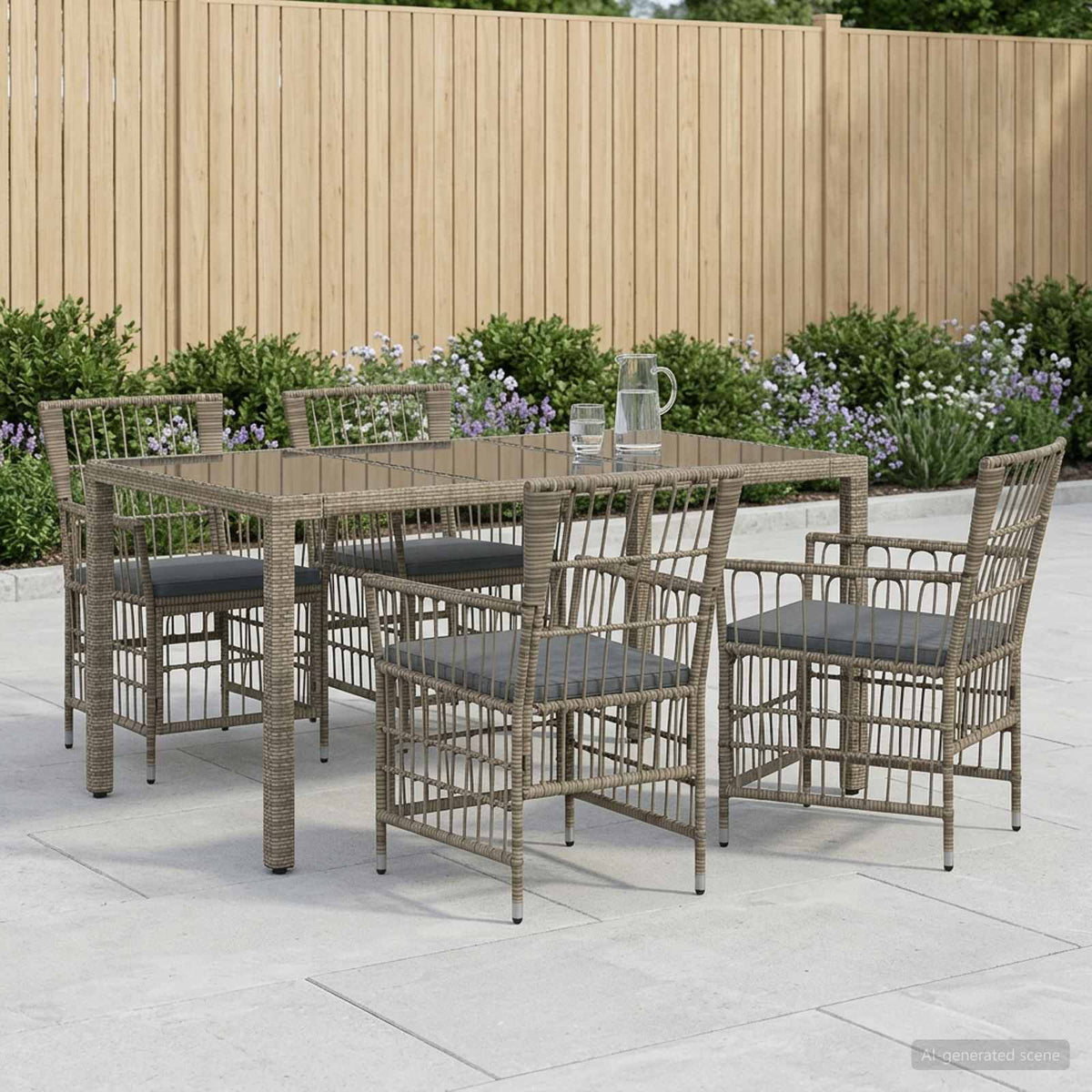 vidaXL Buiten eettafelset 3 st Zwart poly rattan