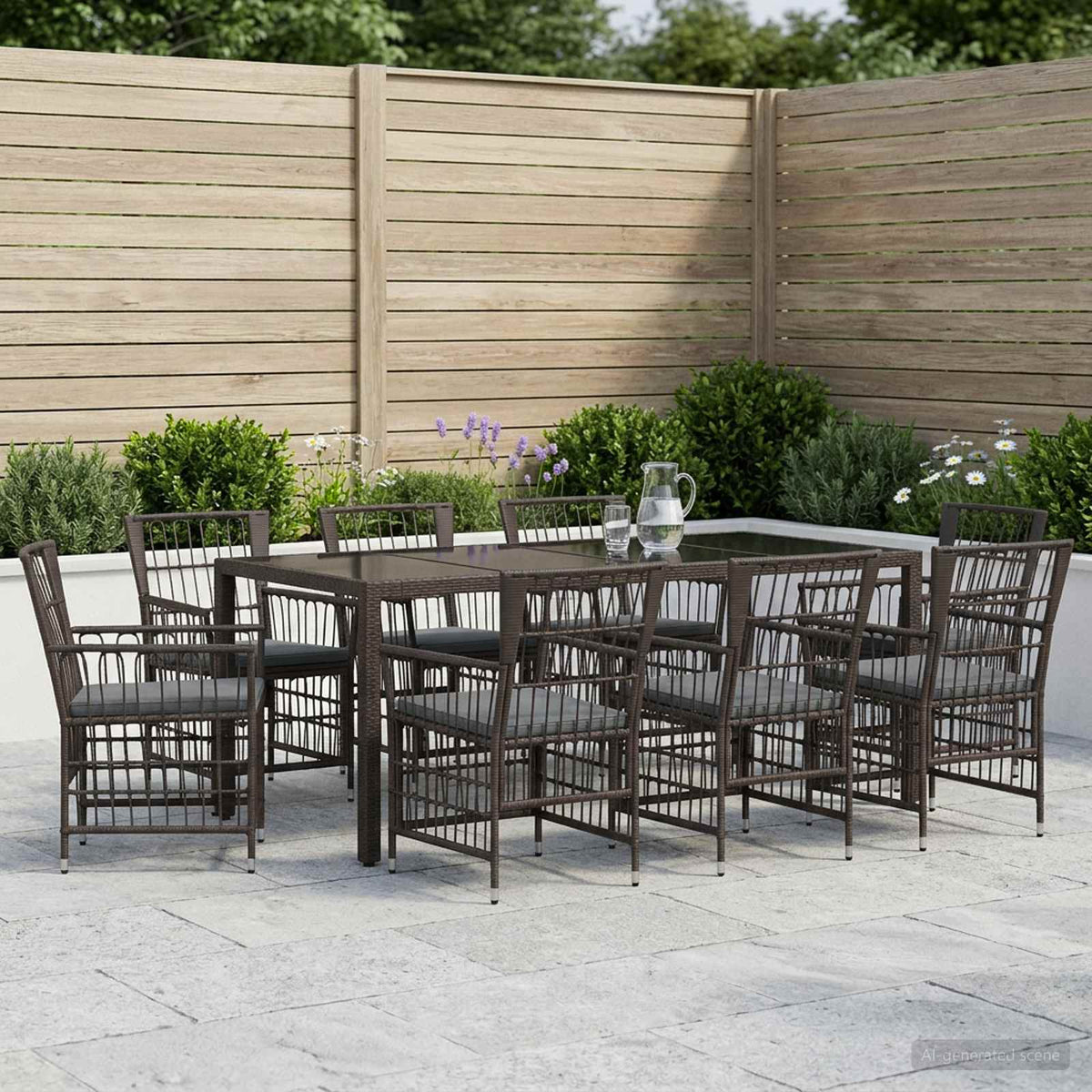 vidaXL Buiten eettafelset 3 st Zwart poly rattan