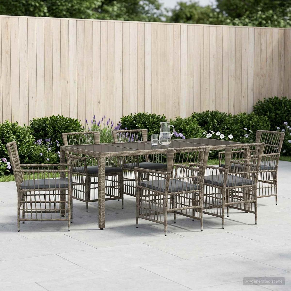 vidaXL Buiten eettafelset 3 st Zwart poly rattan