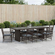 vidaXL Buiten eettafelset 9 st Zwart poly rattan