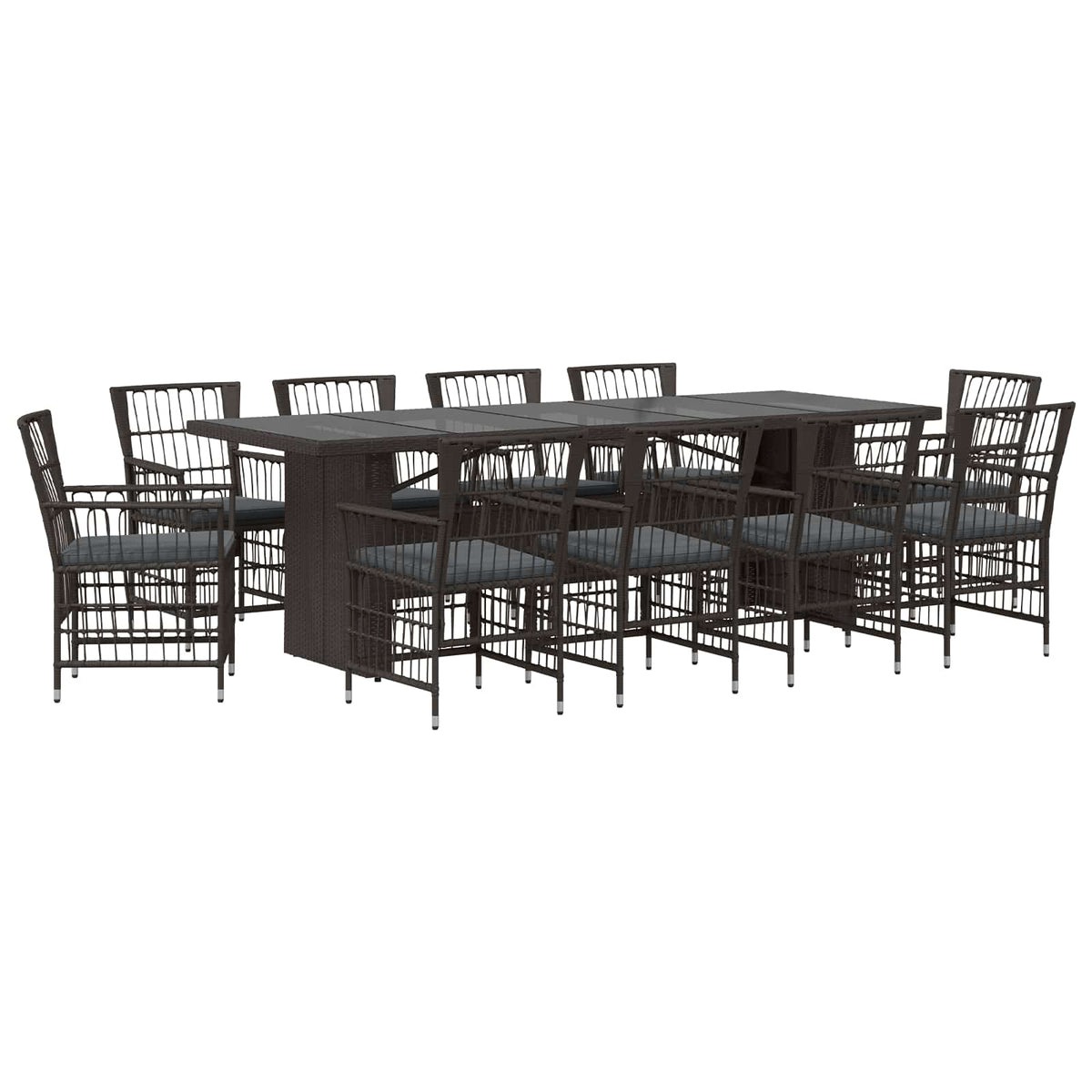 vidaXL Buiten eettafelset 9 st Zwart poly rattan