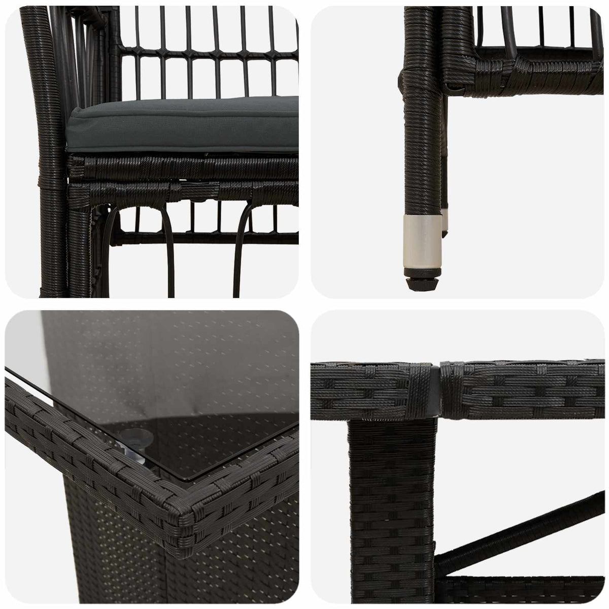 vidaXL Buiten eettafelset 9 st Zwart poly rattan