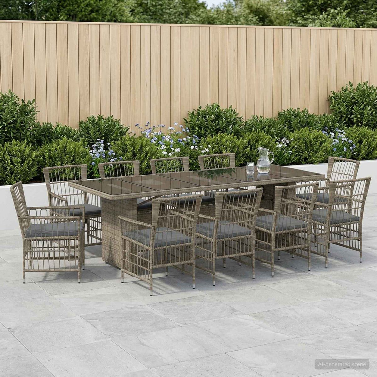 vidaXL Buiten eettafelset 9 st Zwart poly rattan