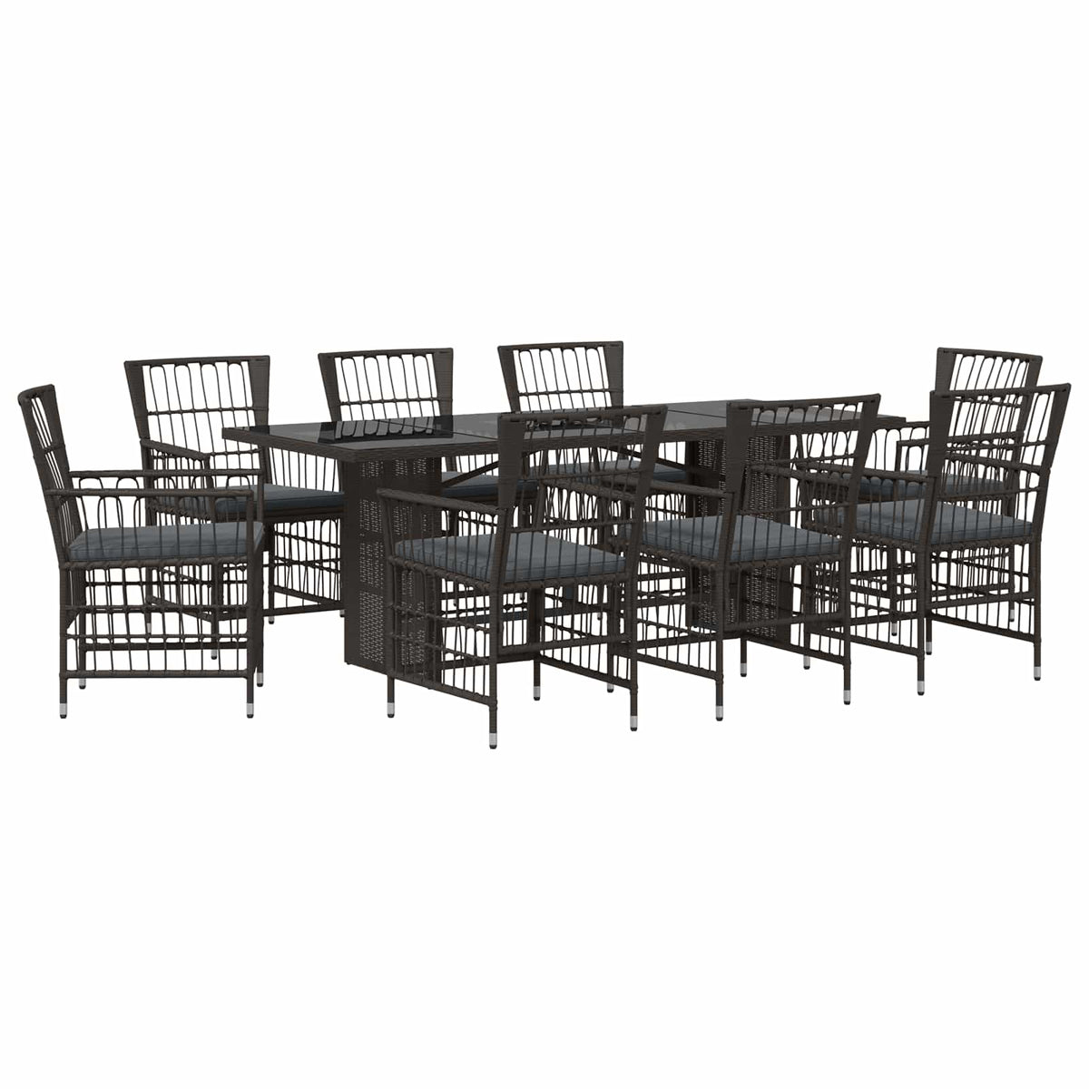 vidaXL Buiten eettafelset 7 st Zwart poly rattan