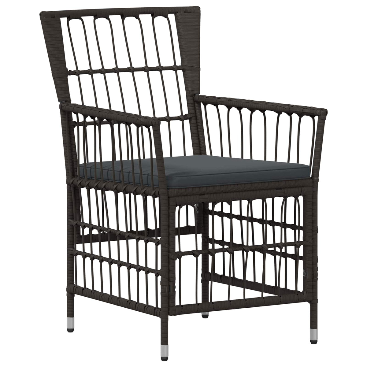 vidaXL Buiten eettafelset 7 st Zwart poly rattan