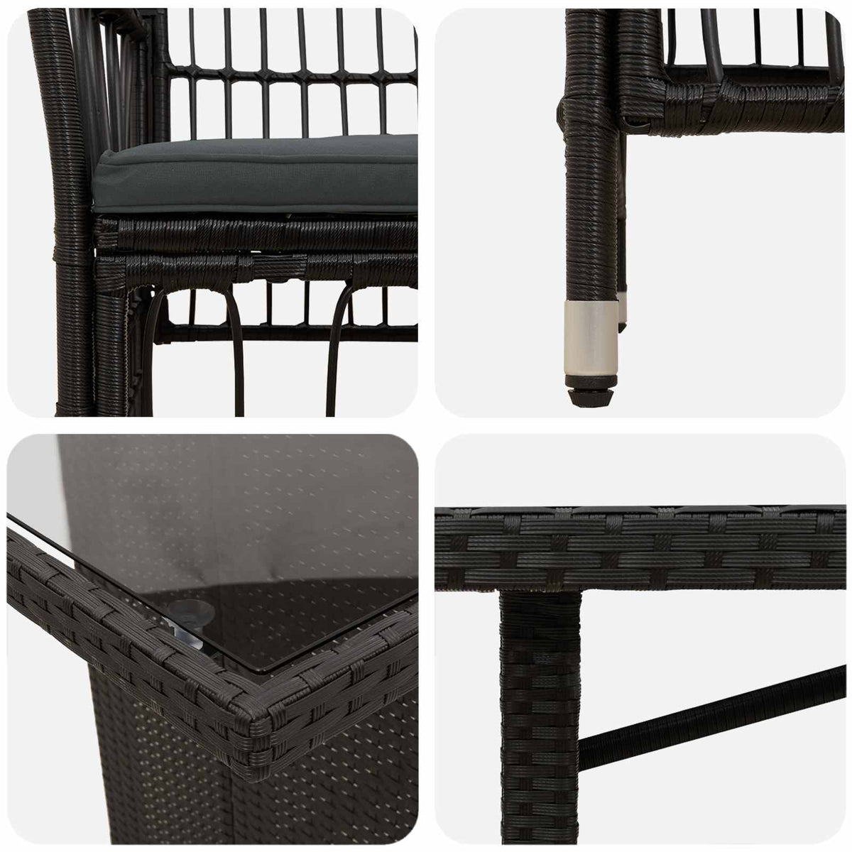 vidaXL Buiten eettafelset 7 st Zwart poly rattan