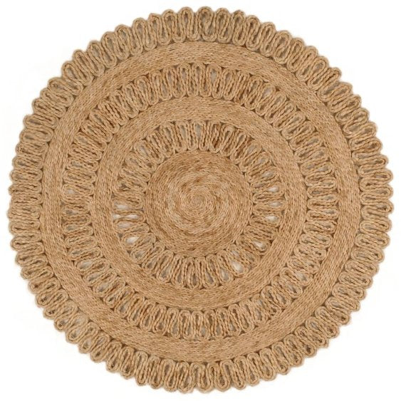 vidaXL Tapijt rond 120 cm gevlochten jute - Aashly