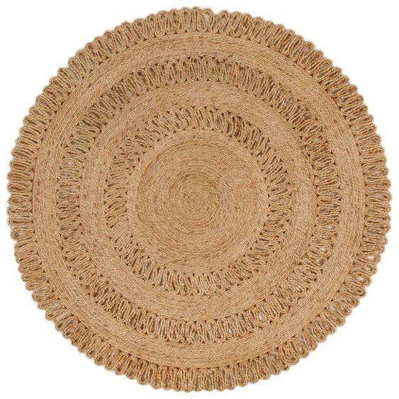 vidaXL Tapijt rond 120 cm gevlochten jute - Aashly