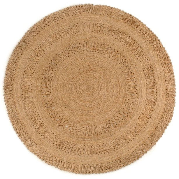 vidaXL Tapijt rond 120 cm gevlochten jute - Aashly
