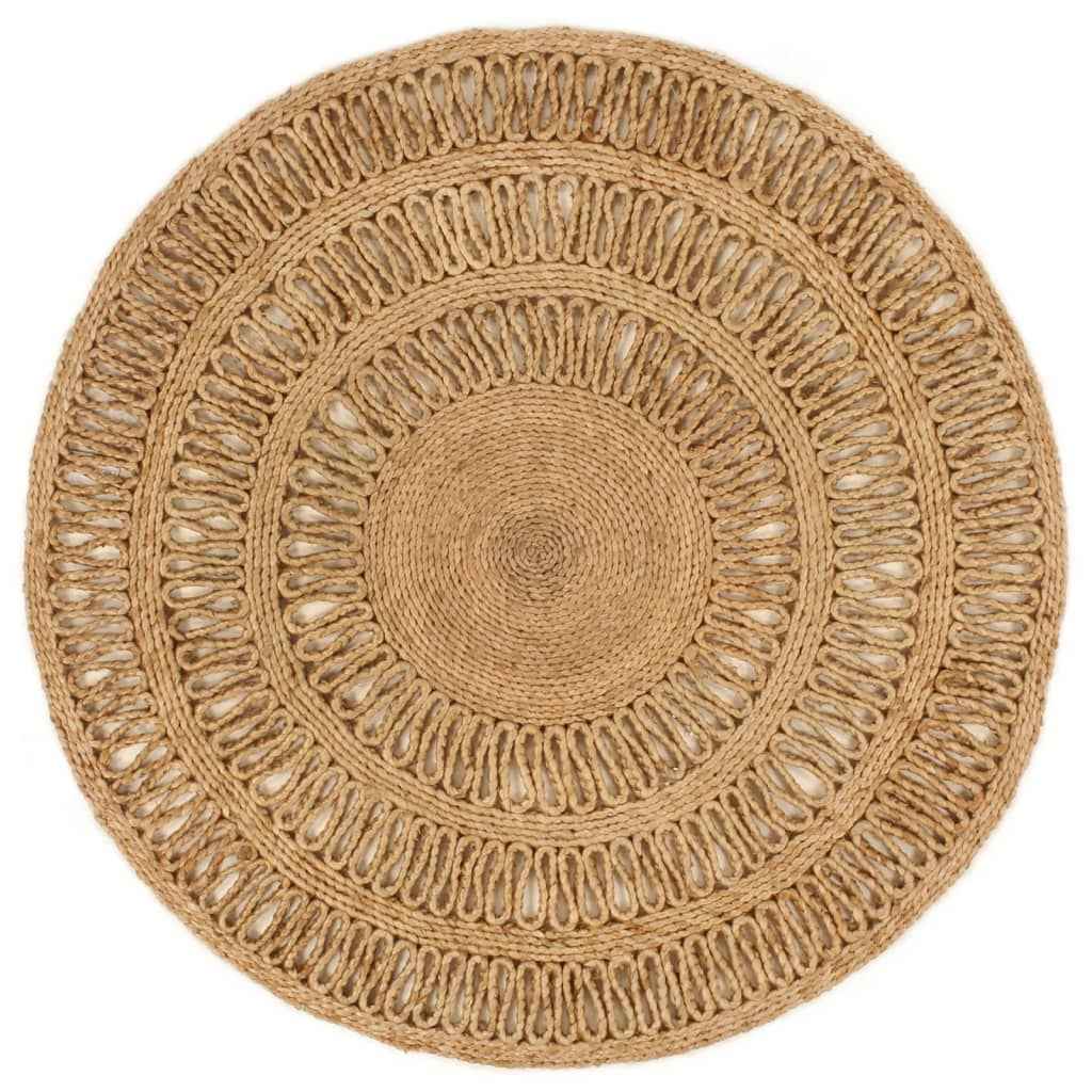 vidaXL Tapijt rond 90 cm gevlochten jute