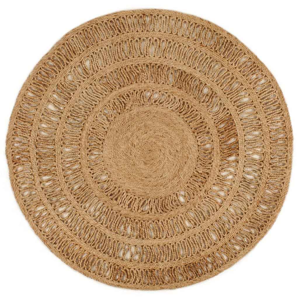 vidaXL Tapijt rond 90 cm gevlochten jute