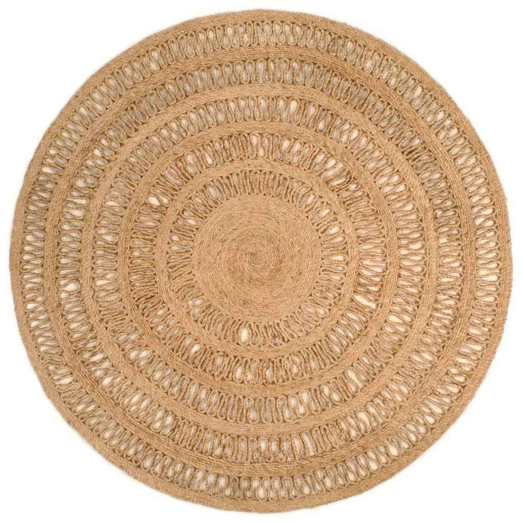 vidaXL Tapijt rond 90 cm gevlochten jute