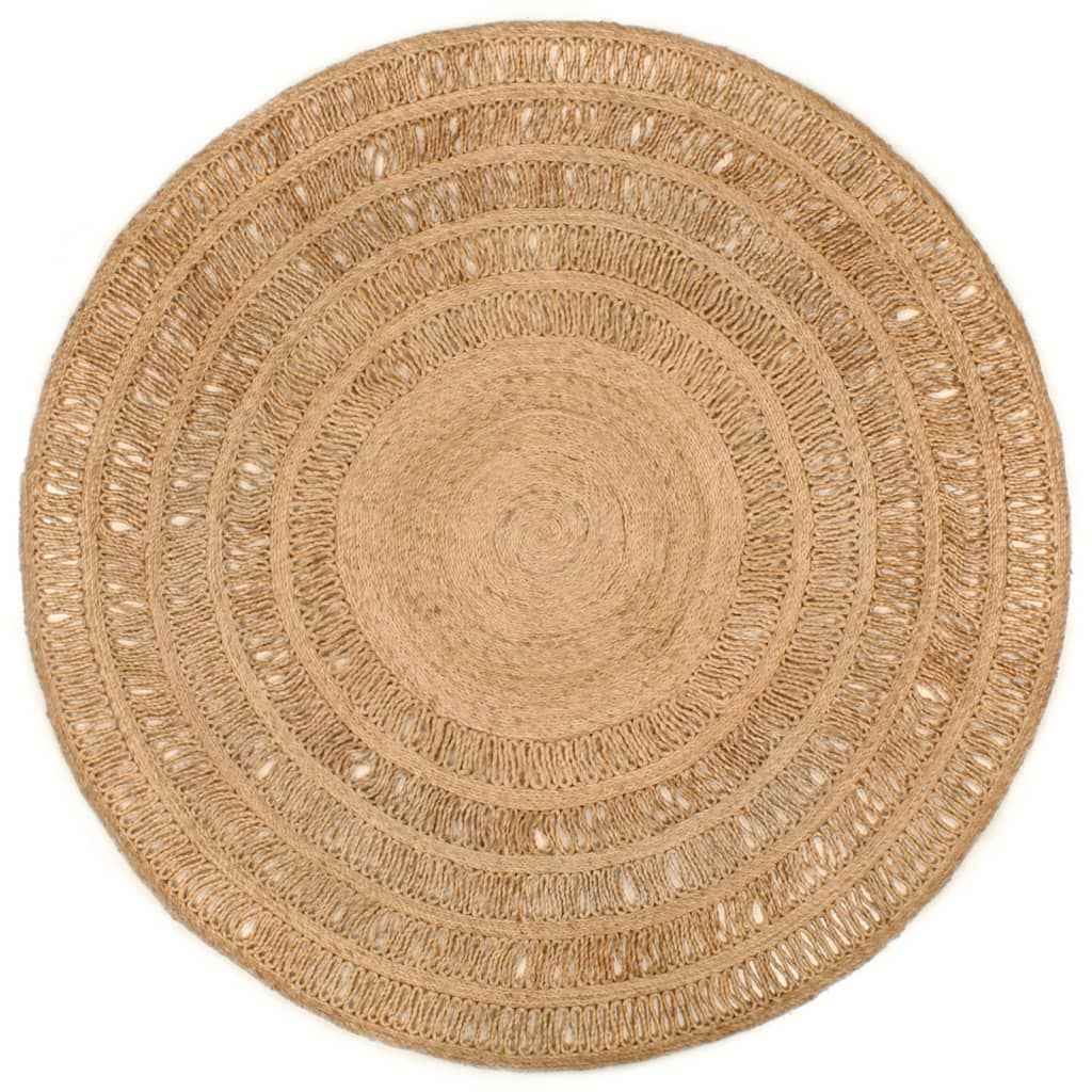 vidaXL Tapijt rond 90 cm gevlochten jute