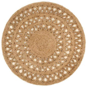 vidaXL Tapijt rond 90 cm gevlochten jute