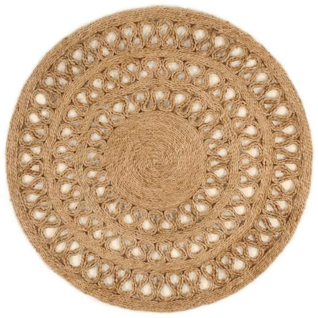 vidaXL Tapijt rond 90 cm gevlochten jute