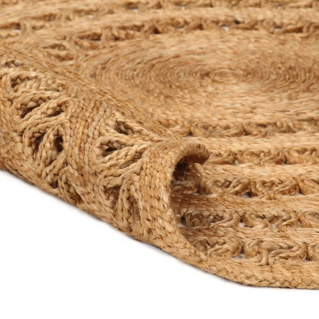 vidaXL Tapijt rond 90 cm gevlochten jute