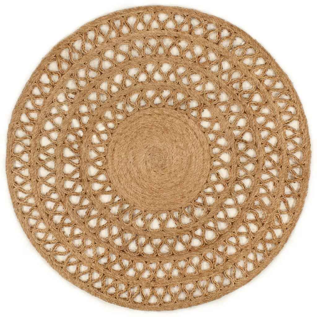 vidaXL Tapijt rond 90 cm gevlochten jute