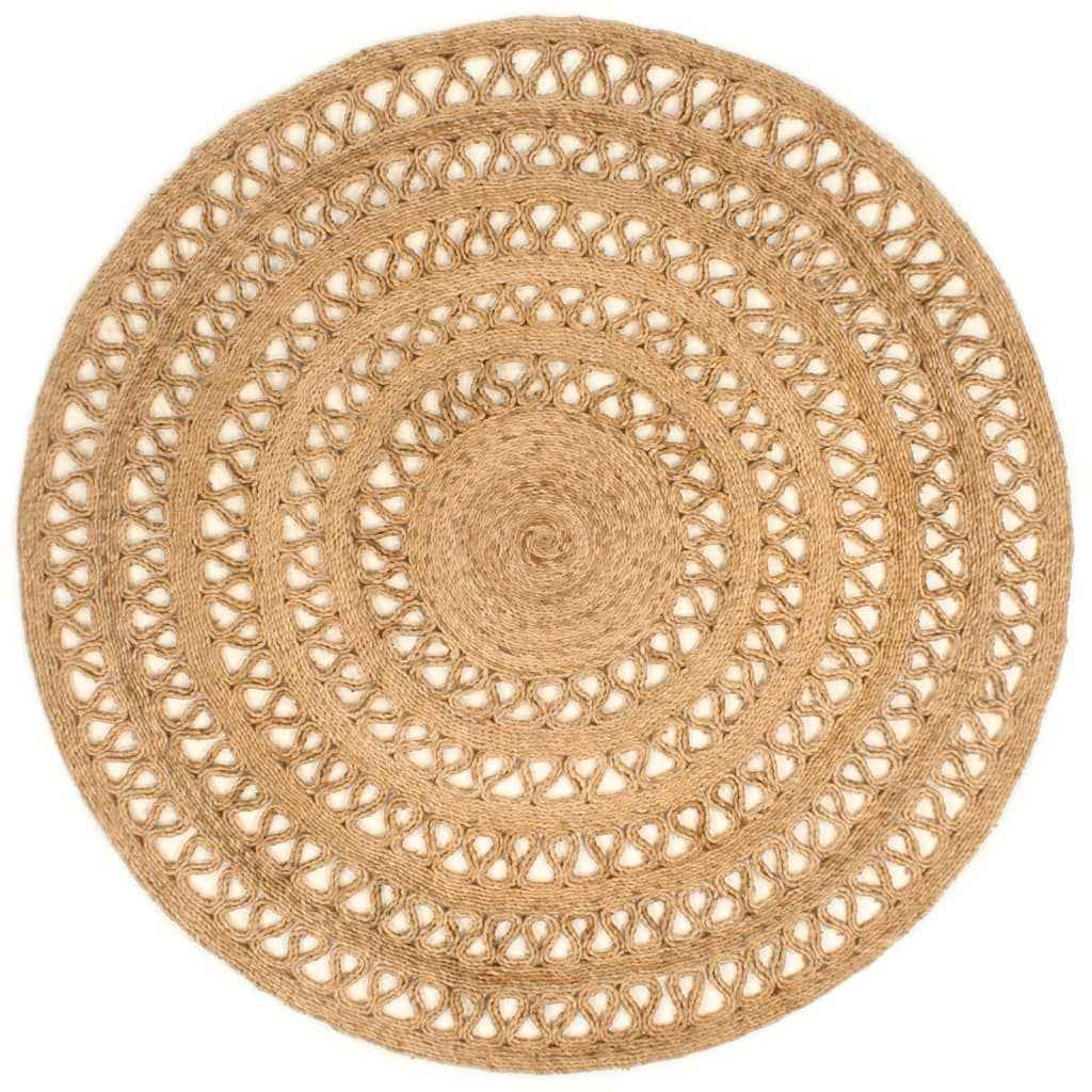 vidaXL Tapijt rond 90 cm gevlochten jute