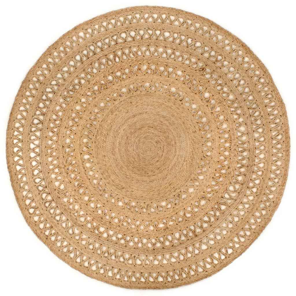 vidaXL Tapijt rond 90 cm gevlochten jute