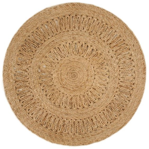vidaXL Tapijt rond 120 cm gevlochten jute