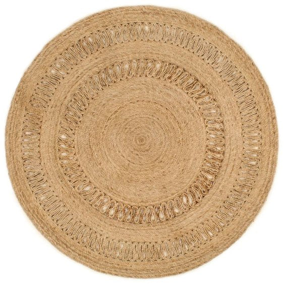 vidaXL Tapijt rond 120 cm gevlochten jute