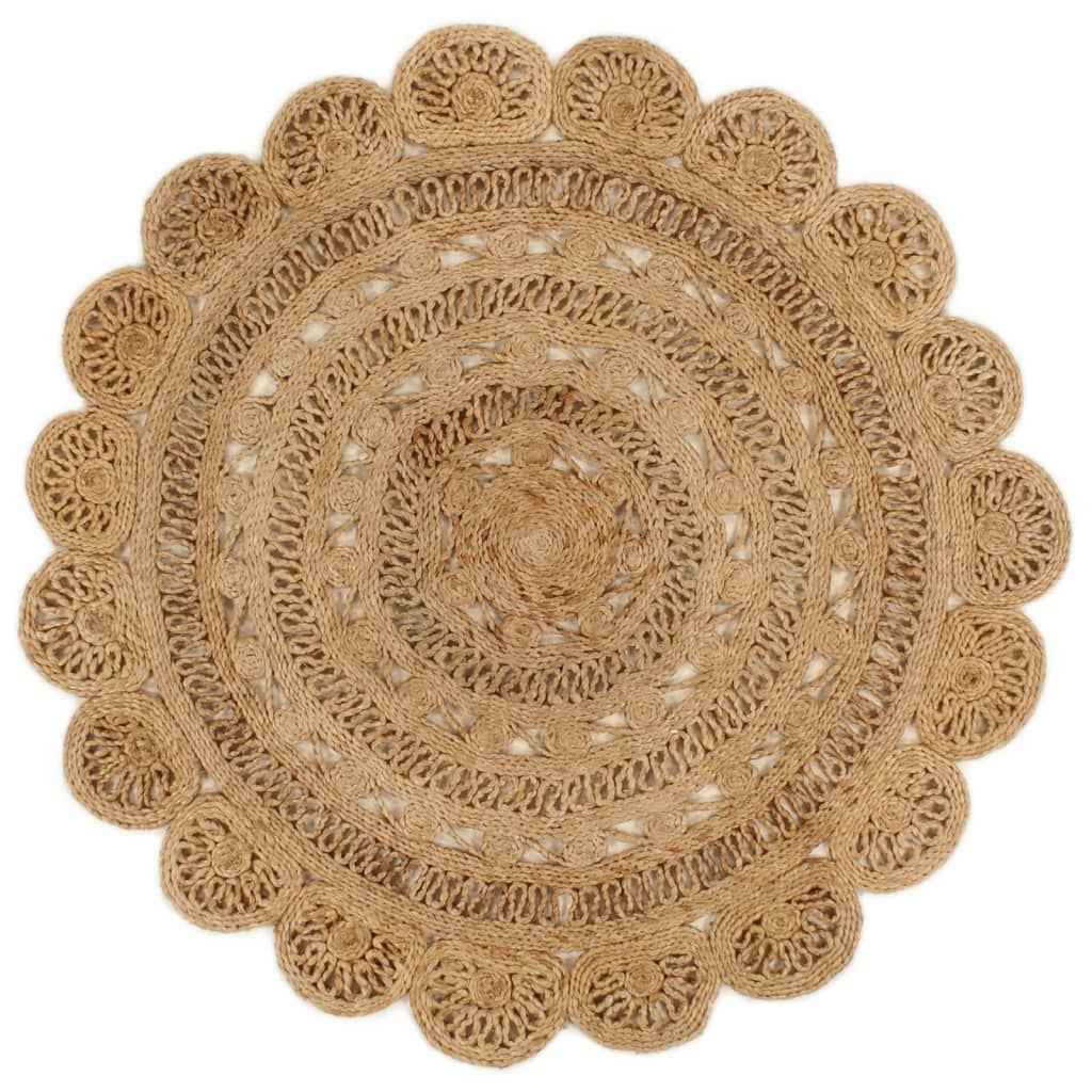 vidaXL Tapijt rond 90 cm gevlochten jute