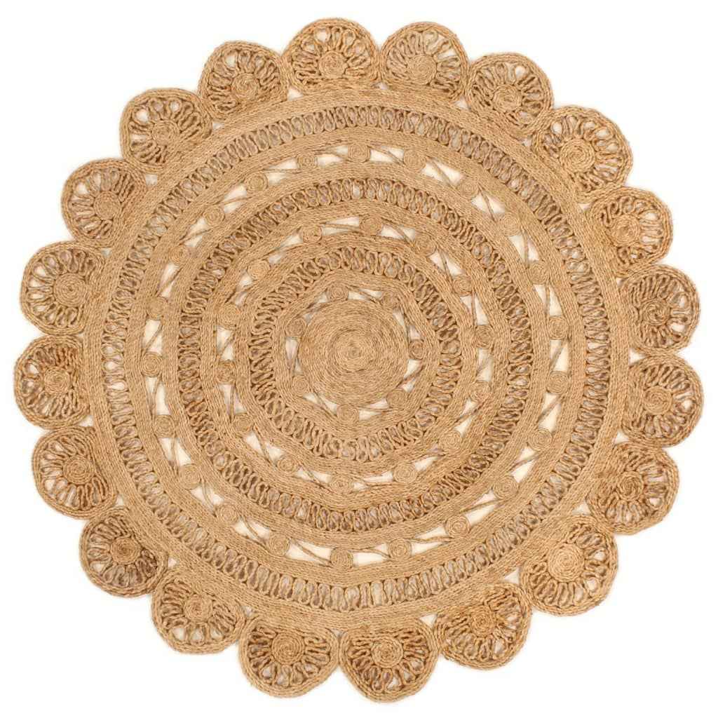 vidaXL Tapijt rond 90 cm gevlochten jute