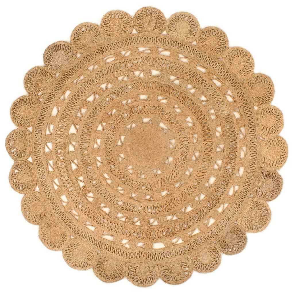 vidaXL Tapijt rond 90 cm gevlochten jute