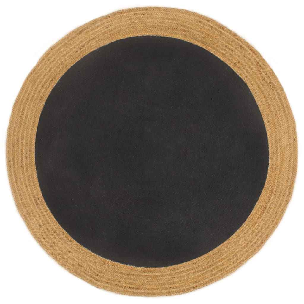 vidaXL Vloerkleed rond gevlochten 120 cm jute en katoen wit en naturel
