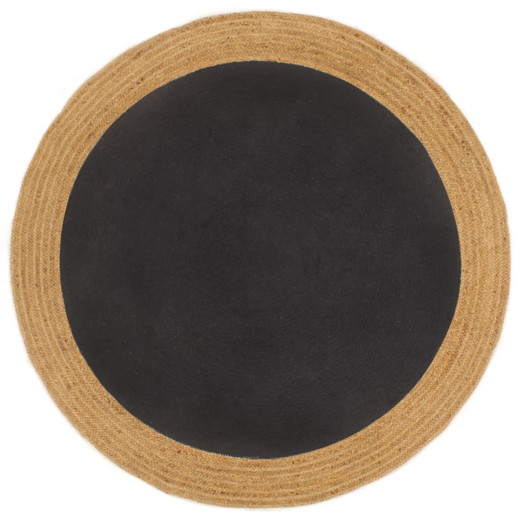 vidaXL Vloerkleed rond gevlochten 120 cm jute en katoen wit en naturel