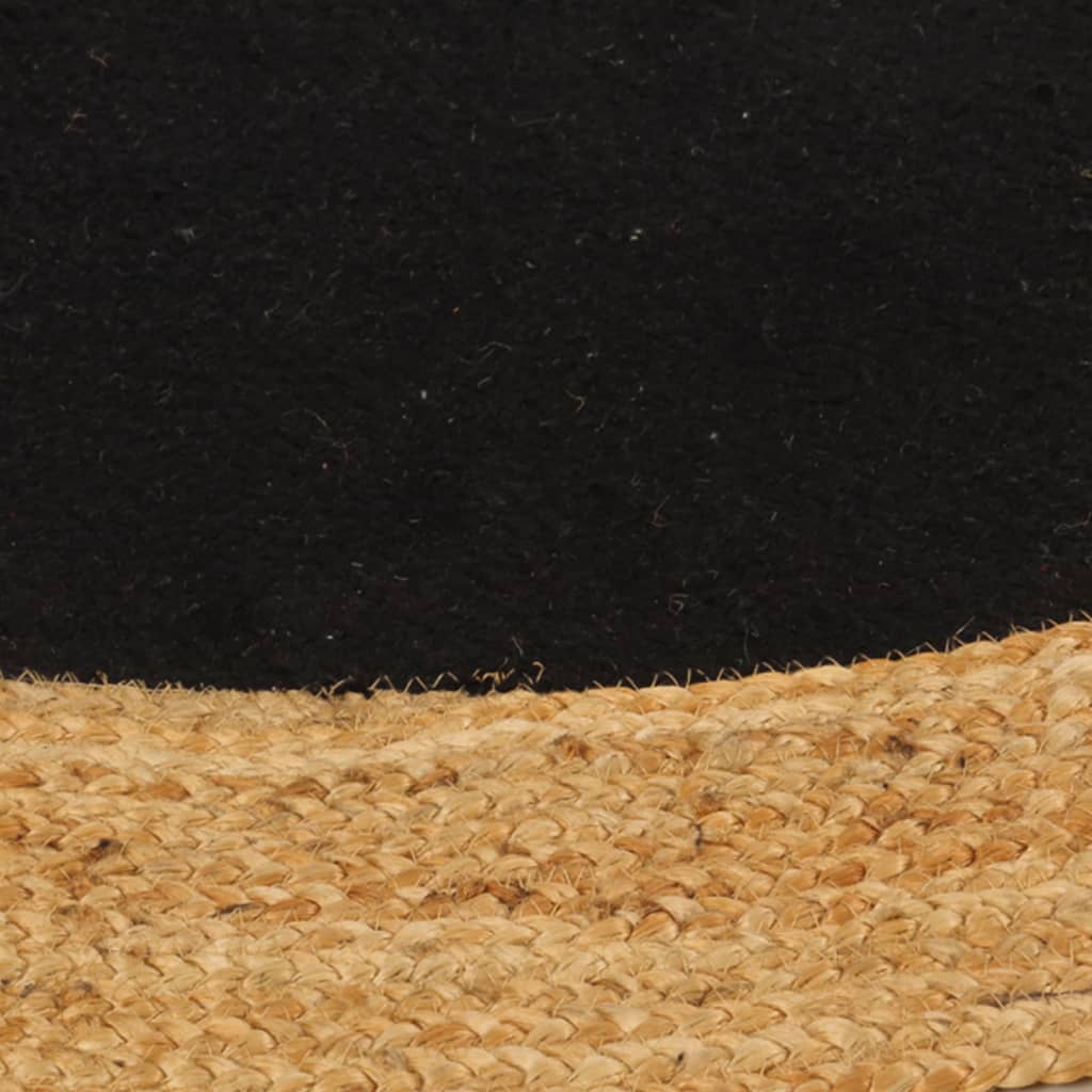 vidaXL Vloerkleed rond gevlochten 120 cm jute en katoen wit en naturel