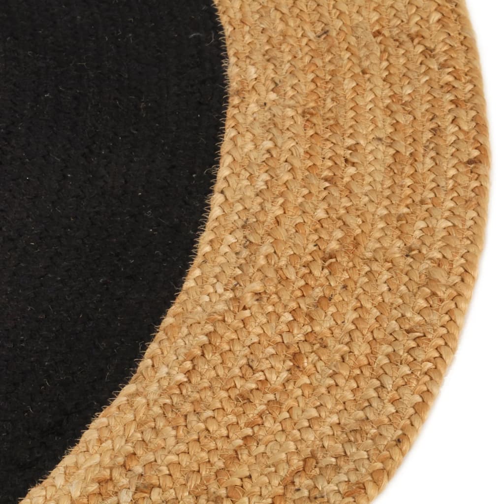vidaXL Vloerkleed rond gevlochten 120 cm jute en katoen wit en naturel