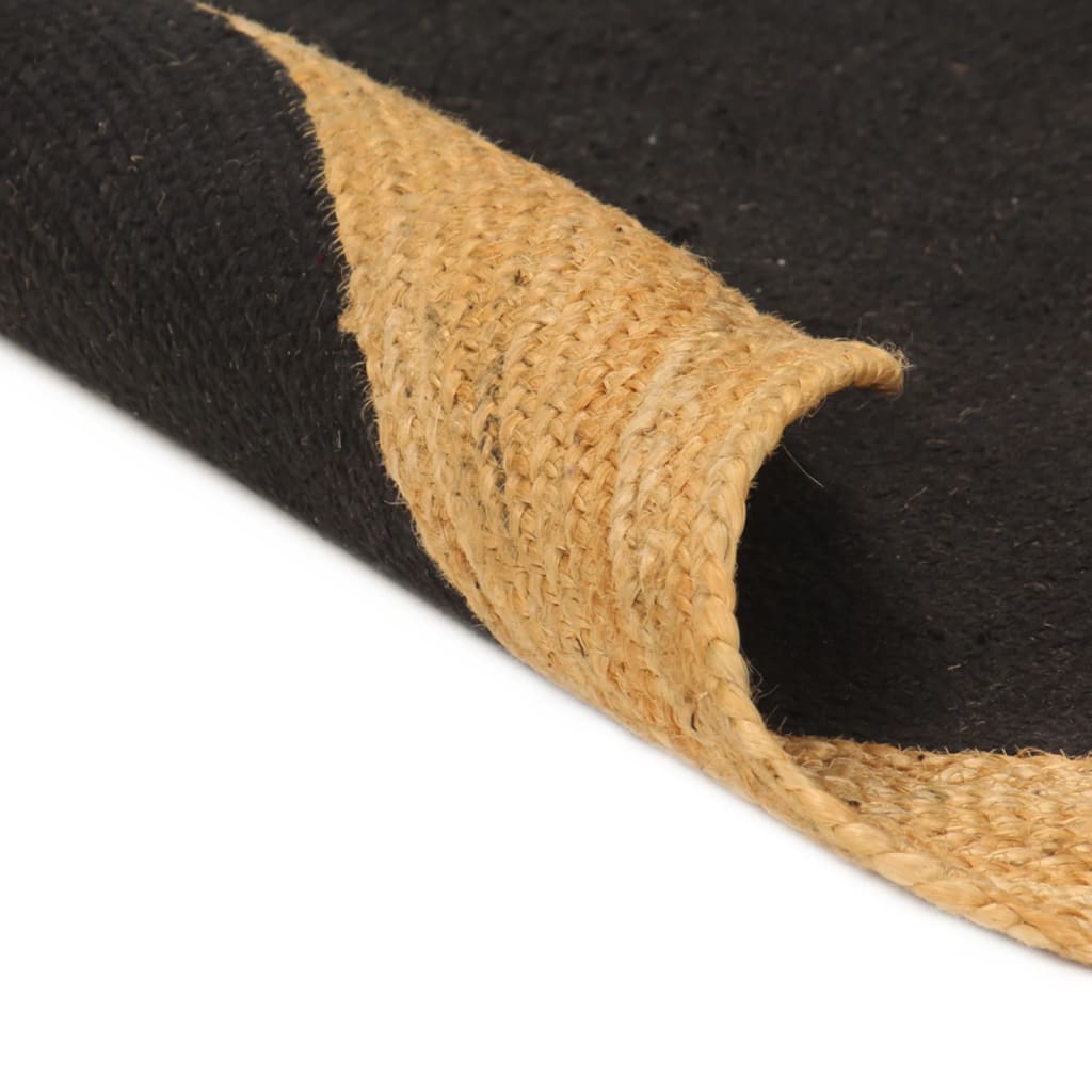vidaXL Vloerkleed rond gevlochten 120 cm jute en katoen wit en naturel