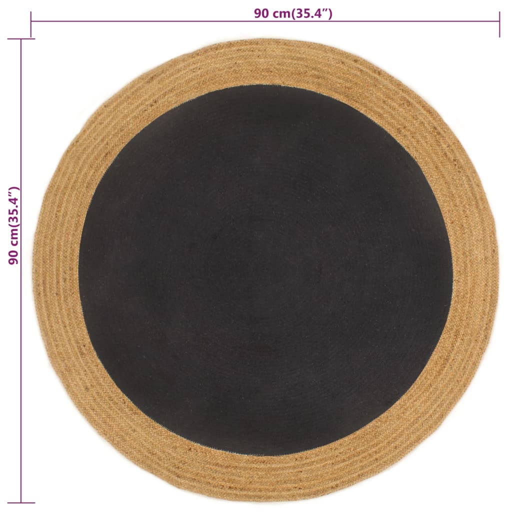 vidaXL Vloerkleed rond gevlochten 120 cm jute en katoen wit en naturel