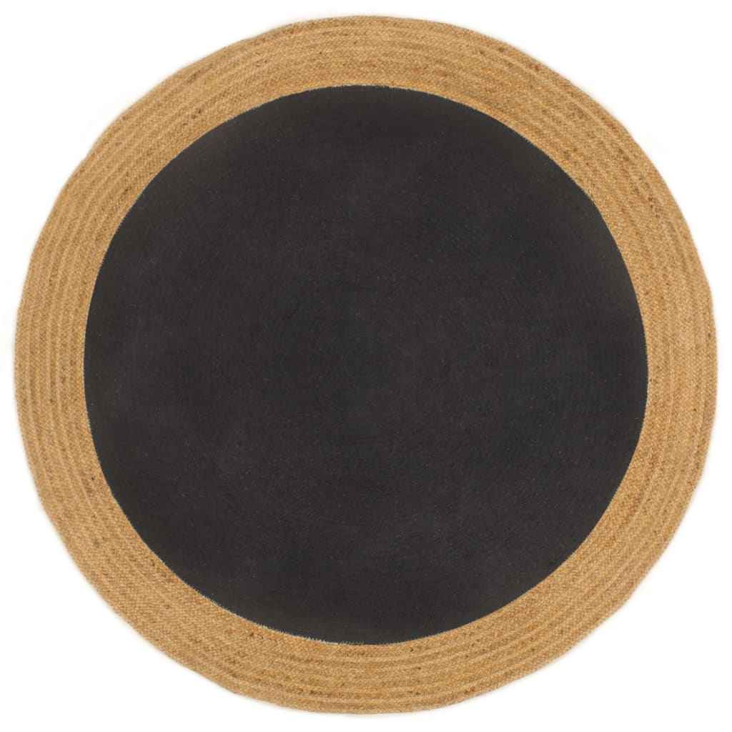 vidaXL Vloerkleed rond gevlochten 120 cm jute en katoen wit en naturel