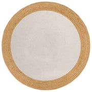 vidaXL Vloerkleed rond gevlochten 120 cm jute en katoen wit en naturel