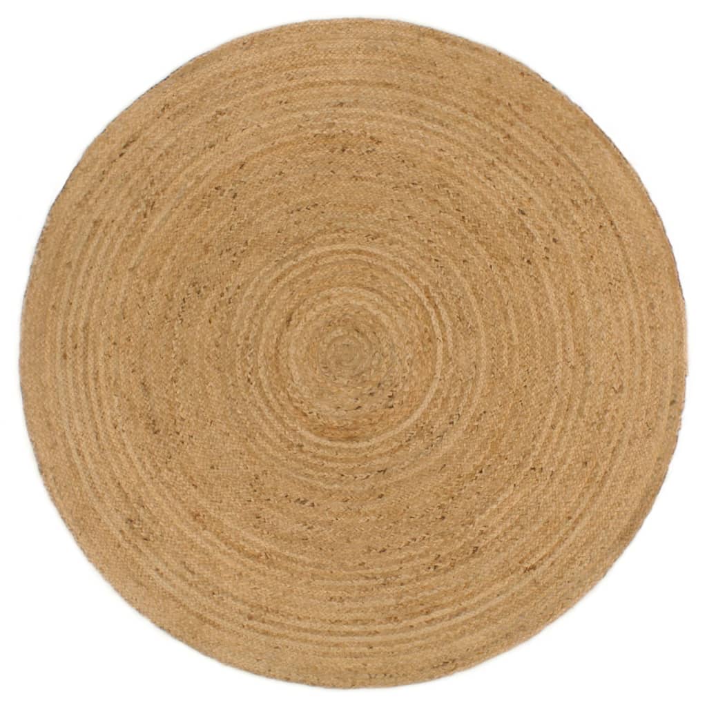 vidaXL Vloerkleed omkeerbaar rond 90 cm jute marineblauw en naturel