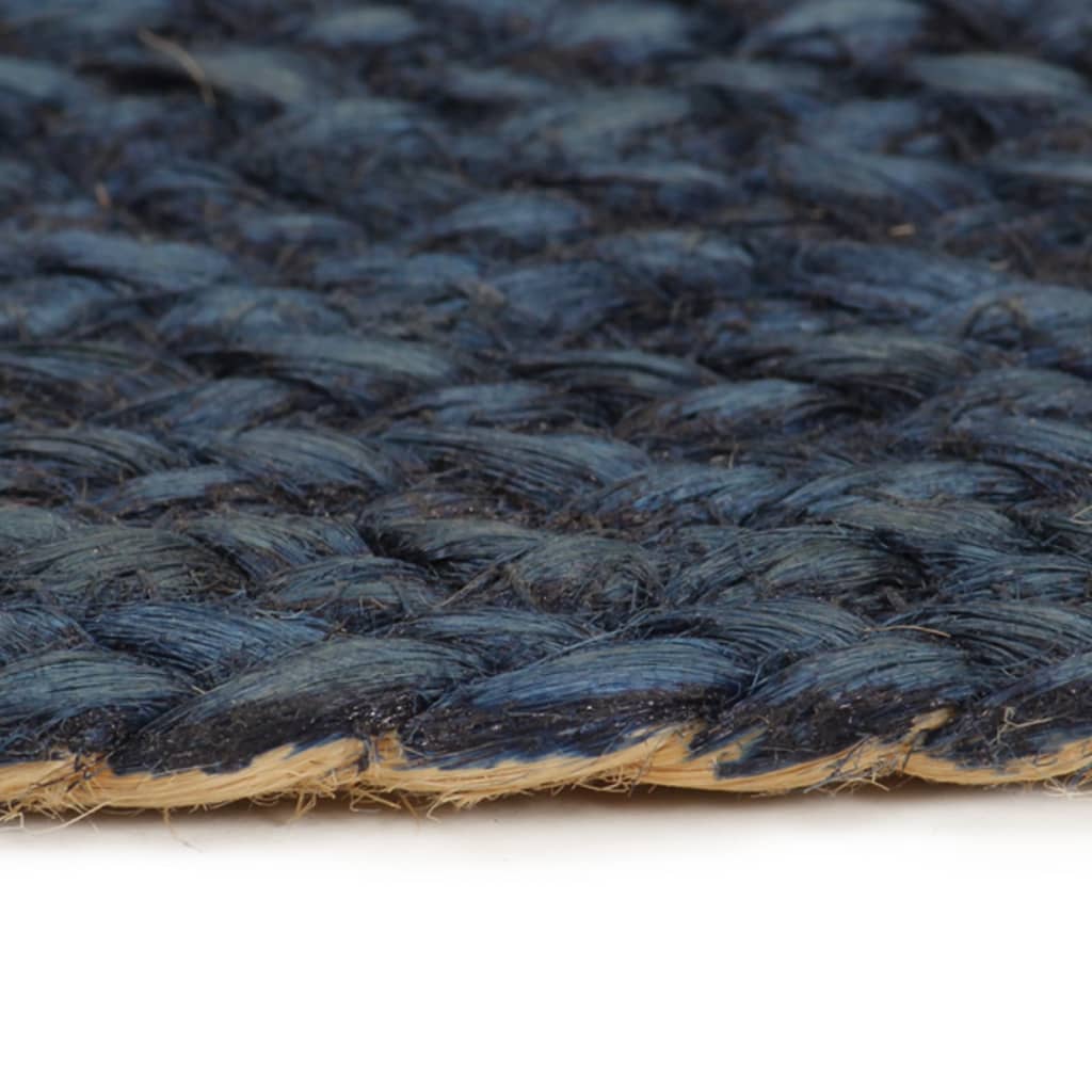 vidaXL Vloerkleed omkeerbaar rond 90 cm jute marineblauw en naturel