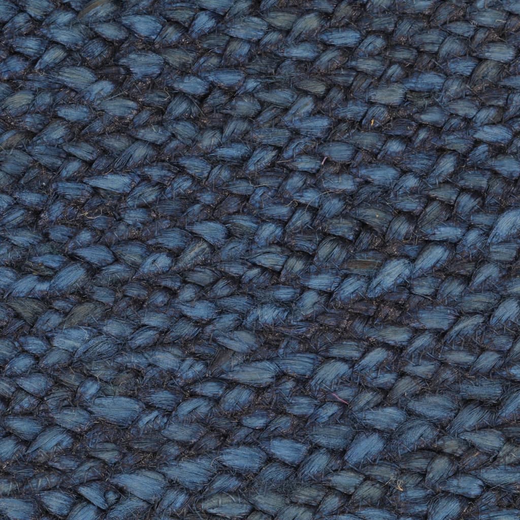 vidaXL Vloerkleed omkeerbaar rond 90 cm jute marineblauw en naturel